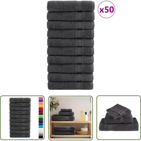 The Living Store Premium-Handtücher SOLUND 50 Stk. Anthrazit 50x100 cm 600 g/m² - Baumwolle - Handtücher - Badezimmertextilien - Anthrazit - Waschbare Handtücher (1/5)