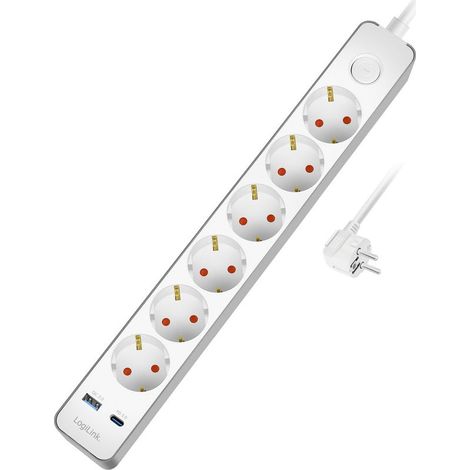 Multiprise 6 prises usb ausb c pd 20 w avec interrupteur 14 m blanche (1/3)