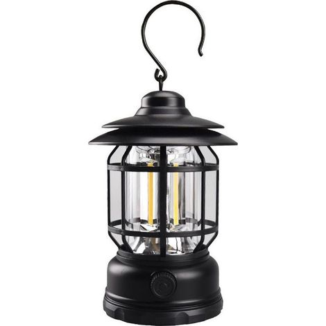 Lanterna da campeggio vintage a LED da 1000 lm alimentata a energia solare e ricaricabile tramite USB COB portatile, resistente all'acqua, torcia di emergenza con gancio per appendere per uso esterno, (1/5)