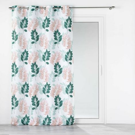 Rideau a oeillets 140 x 260 cm polyester imprimeé Belline Blanc/émeraude (1/3)