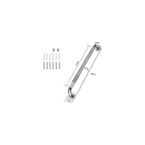 2 Pcs Barre Appui pour Salle de Bain 50cm Barre de Maintien Antidérapant Poignée de Douche en Inox pour Baignoire Toilette Escalier - Crezuo