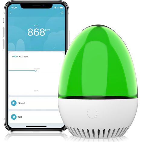 Détecteur de qualité de l'air intelligent TUYA CO2 - Nouveau mini détecteur de qualité de l'air Wi-Fi en forme d'œuf avec écran tricolore (1/5)
