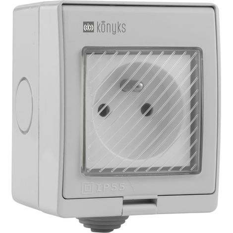 Konyks Pluviose FR - Prise extérieure WiFi, Étanchéité IP55, compatible Smartlife et Tuya, Amazon Alexa et Google Home