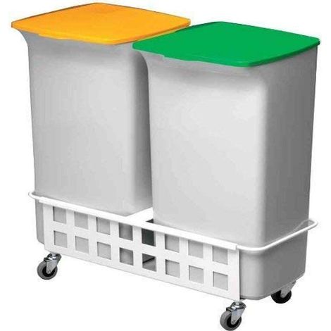 Durable 1801622010 Carrello per bidoni, Bianco, 40 Litri