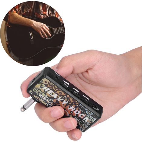 Amplificateur de casque pour guitare électrique et basse avec câble audio, adaptateur et chargement USB. Accessoires pour guitare. (1/5)