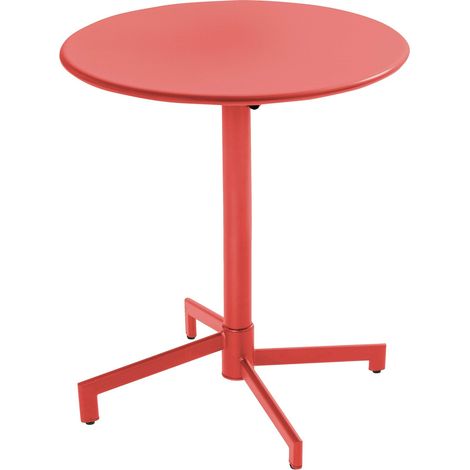 Table de jardin ronde bistrot avec plateau rabattable 70 cm rouge - Palavas (1/4)