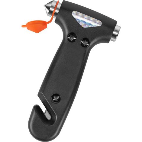 Marteau pour vitrier Marteau d'urgence Marteau Brise-vitre Marteau de Secours Voiture Automobile Marteau de Sauvetage Coupe-Ceinture de Sécurité Noir (1/5)