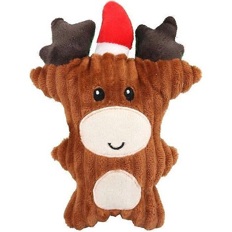 Hundekauspielzeug, weiches Plüschtier mit Quietscher, Weihnachtsgeschenk für Welpen, zur Zahnreinigung bei Rehen. (1/4)