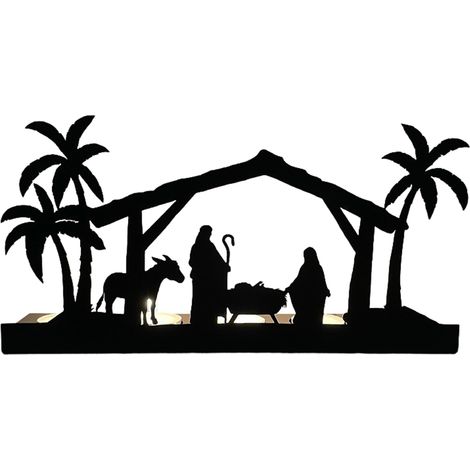 Ensemble Décoration Noël Artisanal Crèche Bougeoir Fer Support Chauffe-Plat Cadeau Ornement Festif Intérieur Style Rustique Chaud (1/5)