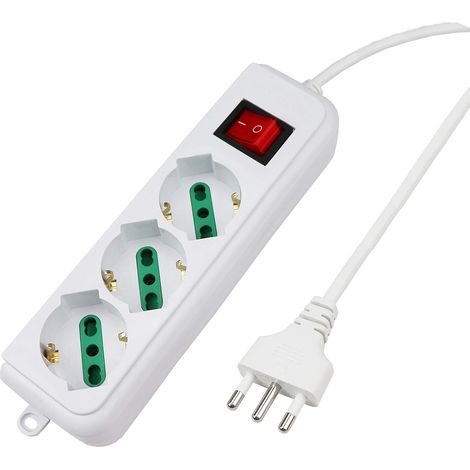 Multipresa Ciabatta Elettrica 3 Prese Universali ITA 10/16A Schuko 1,5 M (1/5)