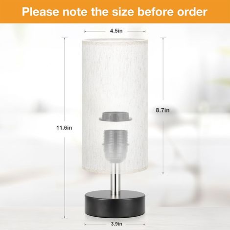 Ortviai Lampe de chevet minimaliste en tissu beige et base noire, 3 températures de lumière (3000K/4500K/6500K), interrupteur filaire (1/4)