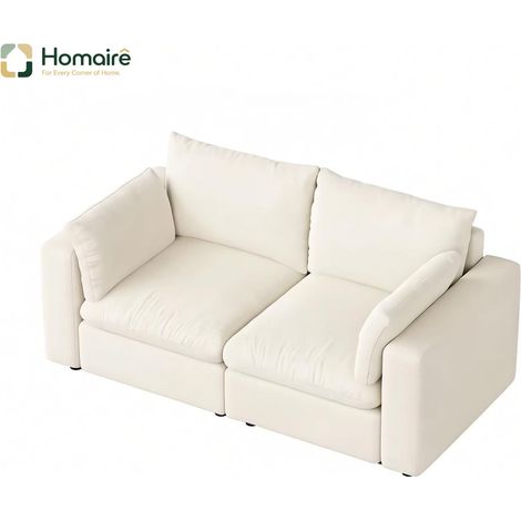 Modulares Sofa aus weißem Samt 180 x 91 x 83 cm HOMAIRE (1/5)