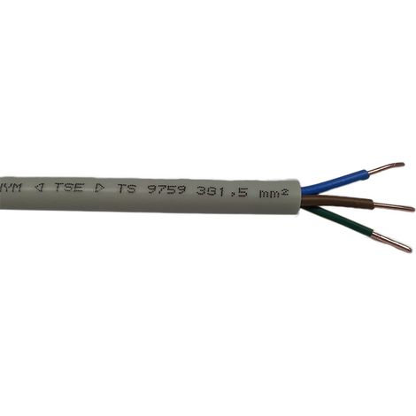 Câble d'alimentation RS PRO 3G2,5 mm², gaine PVC Gris, Retardant à la flamme, 100m ( Prix pour Bobine de 100 Mètres )