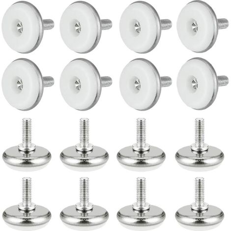 30 PCS Adjustable Jack Foot Plastic and Metal Leveling Feet with Nut Adjustable Feet M61530mm Furniture Adjustment Screws for Furniture Table Desk Cupboard Chair, White