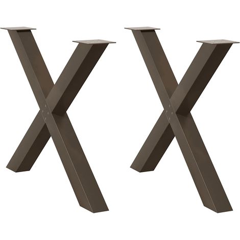 Juego de 2 patas de mesa de diseño moderno en forma de X 90 x 72 cm resistentes con niveladores acero natural 020057259 (1/5)