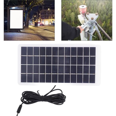 Panneau solaire en silicium polycristallin 5W 12V avec interface CC pour charger des batteries 3,7V - éclairage de jardin extérieur. (1/5)