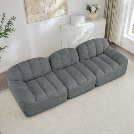 Sofá modular de 3 plazas de espuma 32D de alta densidad, gris HAVRYA (1/5)