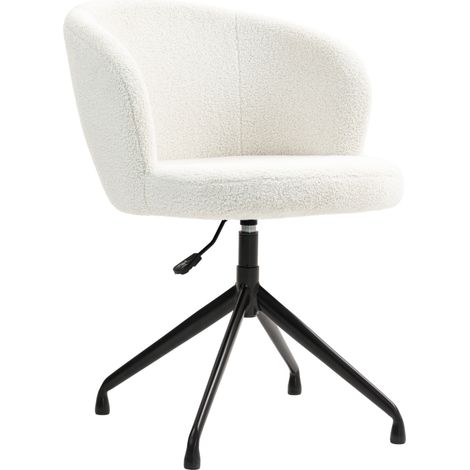 Chaise bureau ergonomique blanche – Pivotante, hauteur réglable, capacité 120 kg – Tissu bouclette (1/5)