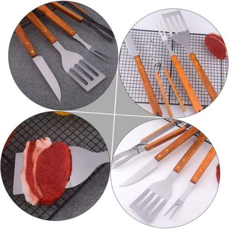 Ustensiles De Barbecue - Acier Inoxydable - Pour Grill Extérieur Et Charcuterie - Lot De 5 Pièces (1/4)