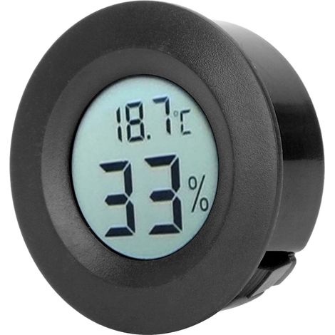 Mini-Rundthermometer-Hygrometer mit integriertem LCD-Bildschirm, für den Innenbereich, schwarz. (1/5)