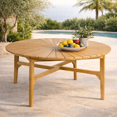 Mesa de jardí­n redonda de teca 150 cm Roxan