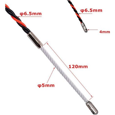 Aiguille Electricien 50M Tire Fil Electrique 5mm Diamètre Aiguille Tire Fil, rétractable d'installation pour tire Cable et rallonge en acier spiralé flexible tire fils electrique Tire fils d'électrici (1/4)