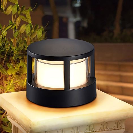 LED Borne Lumineuse Exterieure, 12W Borne Exterieur Jardin Ip65 Etanche Lampe de Jardin Exterieur en Aluminium, Blanc Chaud, Pour Chemins Terrasse Patio, Noir (1/5)
