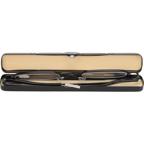 Lunettes de lecture fines et portables en acier inoxydable HD, mini-lunettes de lecture avec étui, pour hommes et femmes âgés, noires +250 (1/5)