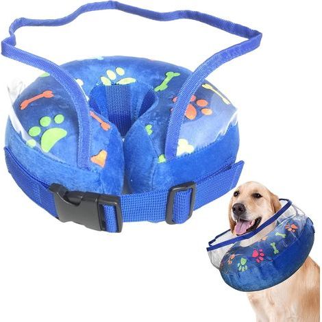 Cône de protection gonflable et souple pour chien après une intervention chirurgicale, pour chiens de grande, moyenne et petite taille. (1/5)