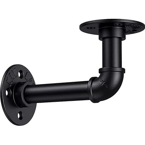 Support d'étagère industriel vintage noir en tuyau avec brides de 10 x 15 cm pour meubles DIY et étagères murales flottantes (1/5)