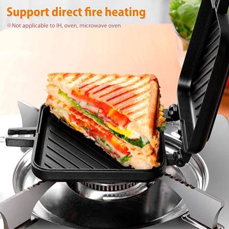 Sandwichera，Tostadora con pinzas para sándwiches，Panificadora antiadherente de doble cara con asas resistentes al calor，Prensa para sándwiches (1/4)