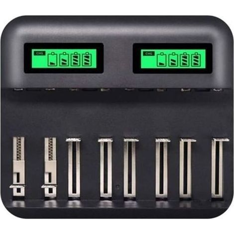 Chargeur de Piles Rapide Chargeur Intelligent avec Ecran LCD Claire Rétro-éclairé pour Piles Rechargeables AA/AAA (1/5)