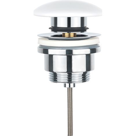 Bonde de Lavabo avec Bouchon de Vidange Pop-up pour Lavabo Blanc en Céramique et Cuivre (1/4)