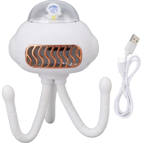 Mini ventilateur portatif sans pales rechargeable USB, poulpe transformable en pied, blanc, pour extérieur, petit ventilo (1/5)