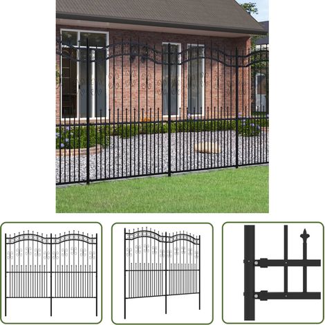The Living Store Gartenzaun mit Speerspitzen Schwarz 222 cm Stahl - Gartenzaun - Stahldrahtzaun - Sicherheitszaun - Zaunfeld - Terrassenabgrenzung (1/5)