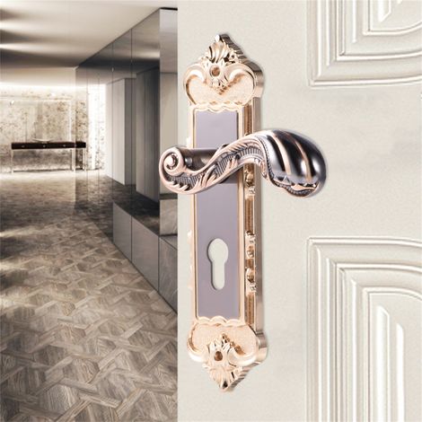 Serrure de porte intérieure rétro style européen, poignée en alliage d'aluminium, antivol pour chambre, finition vintage, quincaillerie ancienne (1/5)