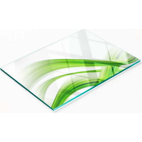 Tablero decorativo multifuncional de vidrio templado con estampado abstracto de ondas, 80x52 cm. (1/5)