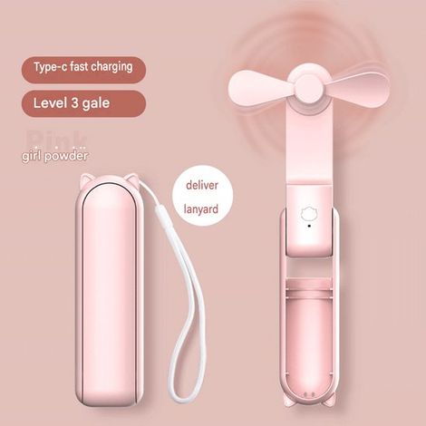 Mini ventilador portátil: un ventilador de mano/mesa plegable，de 1193537 mm，ideal para usar en la oficina y al aire libre. Color rosa (1/5)