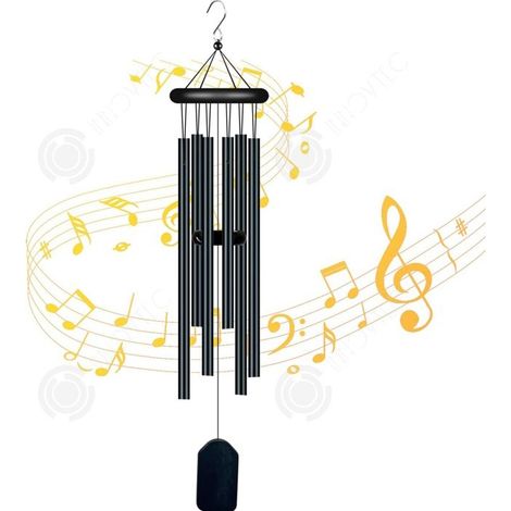 Carillon eolien PASSIONOVA 70cm Carillons Éoliens en Bois et en Métal avec Crochet 6 Tubes en Aluminium Wind Chime Carillon à Vent (1/4)