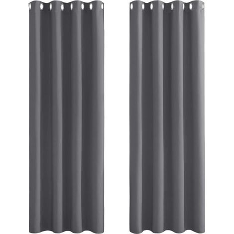 Rideau Occultant - Rideaux Thermique Gris Paire de Rideaux à Oeillets Isolation Thermique Décoration Anti Chaleur pour Chambre 140 x 240 cm 2 Pièces (1/5)