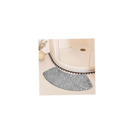 Tapis de douche incurvé 39 x 16 pouces, antidérapant, pour douche d'angle, super absorbant, lavable en machine. (1/4)