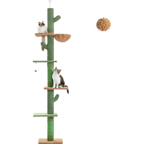 Torre para gatos, altura ajustable, múltiples plataformas, AMT0187GN, L (1/2)
