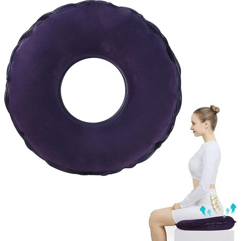 LYERCW - Coussin d'assise orthopédique gonflable pour le coccyx et les hémorroïdes. Fermeté ajustable.