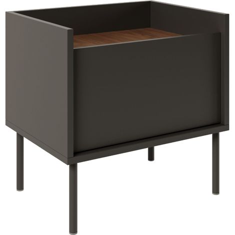 Selsey Tovi - Comodino a 1 anta, 50 cm, Nero / Effetto Noce (1/5)