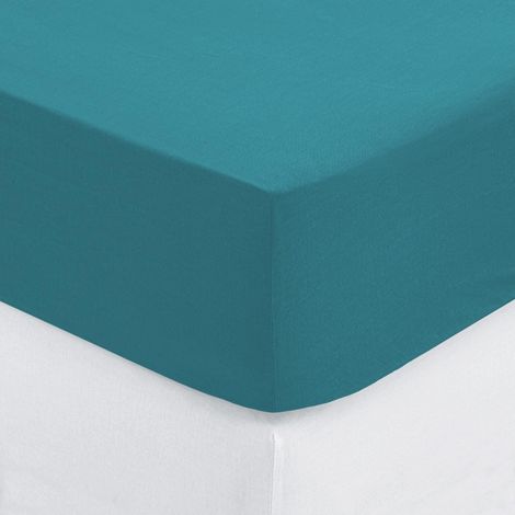 Lenzuolo con angoli elasticizzati 160x200 cm, cotone turchese, sovrapposizione di 30 cm (1/3)