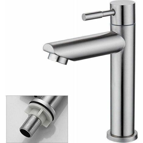 [NEVER USED] Bathroom Tap Cold Water Only Basin Tap Chrome Surface in Durable Copper Hand Wash Basin Tap Removable Aerator Cartridge Convenient for Cleaning or Replacement.