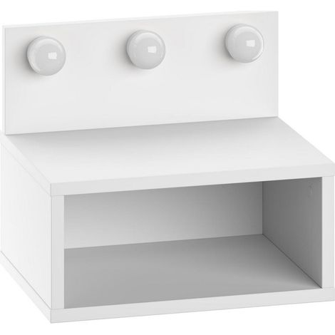 Table de chevet avec ampoule en bois "Treo" - 40 x 30 x 34 cm - Blanc (1/4)