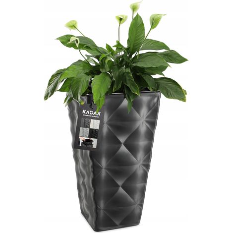 KADAX Blumentopf mit Einlage, Pflanzkübel, aus Kunststoff, 30 cm, Anthrazit