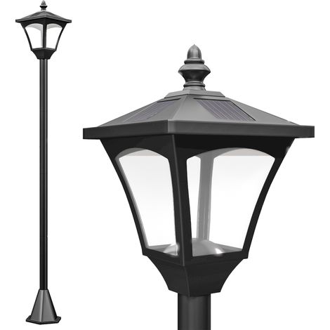 Lampadaire solaire extérieur lanterne classique LED 30 lumens noir dim. 15 x 15 x 120 cm (1/5)