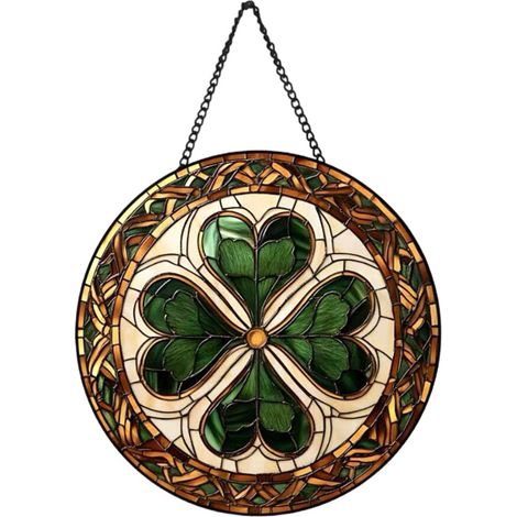 Portafortuna da appendere in vetro colorato verde, grande acchiappasole, -38cm